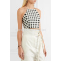 Cropped Gingham Cotton-Mischung Neckholder Top Herstellung Großhandel Mode Frauen Bekleidung (TA4131B)